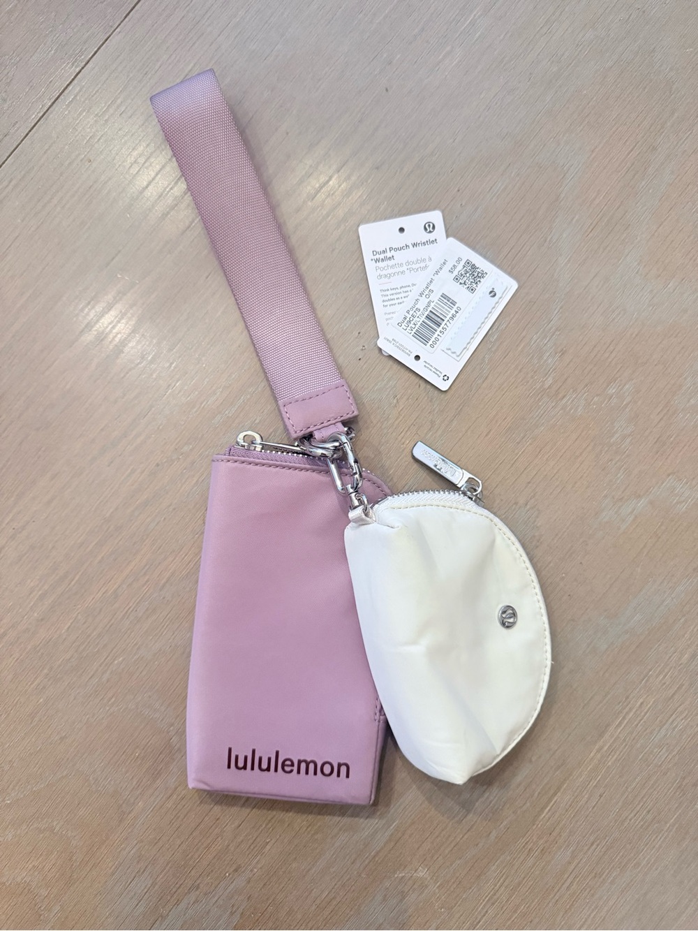 Dual pouch wristlet wallet - Lavender/Cream